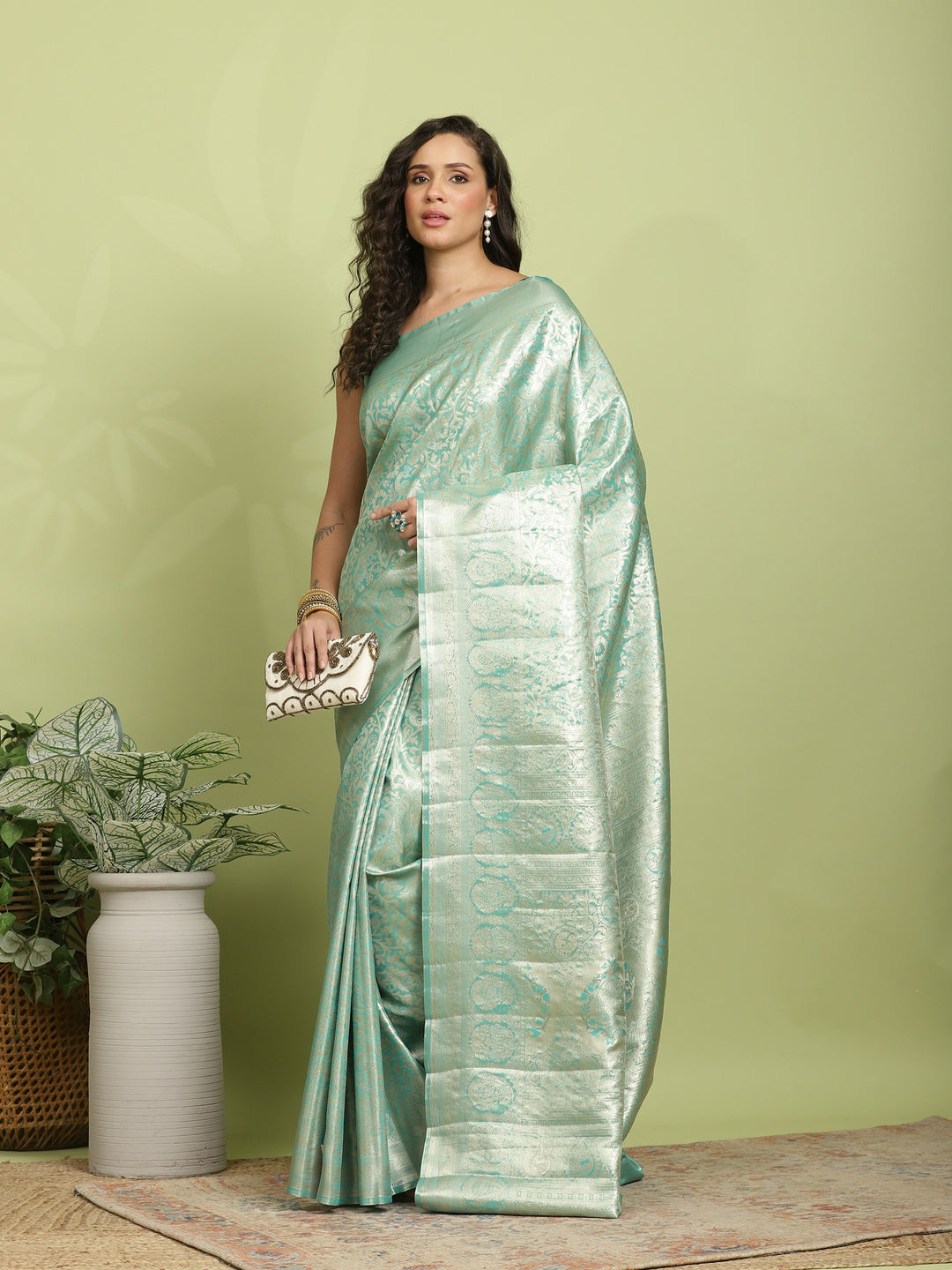 Green Woven Design Art Silk Saree