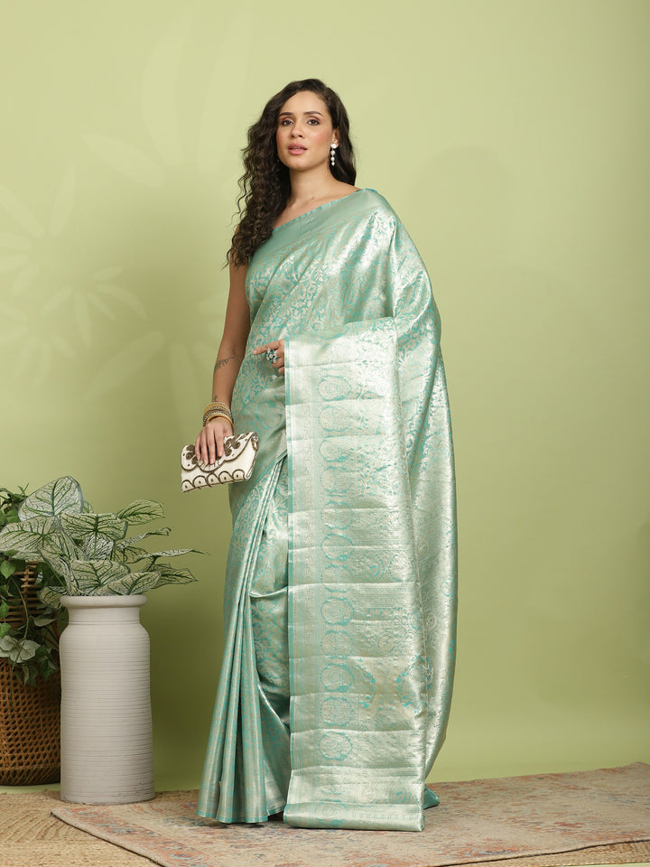 Green Woven Design Art Silk Saree