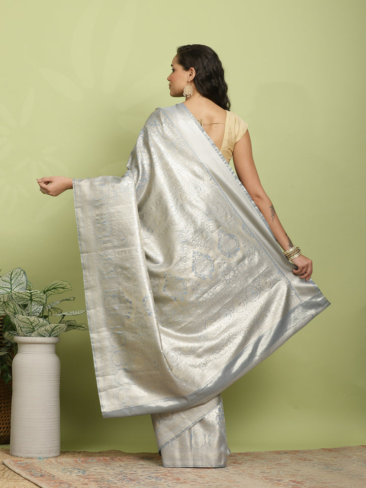 Grey Woven Design Art Silk Saree