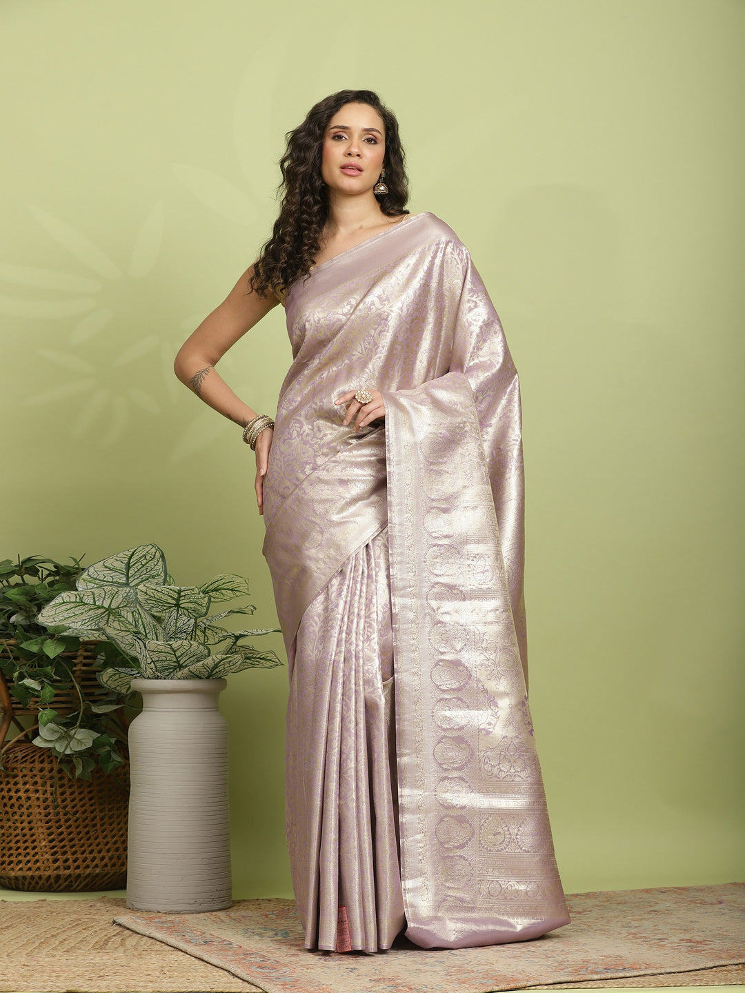 Lavender Woven Design Art Silk Saree