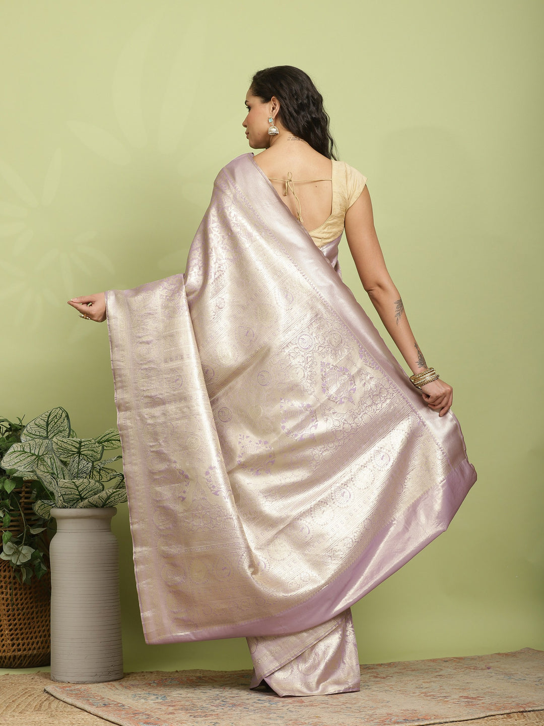 Lavender Woven Design Art Silk Saree