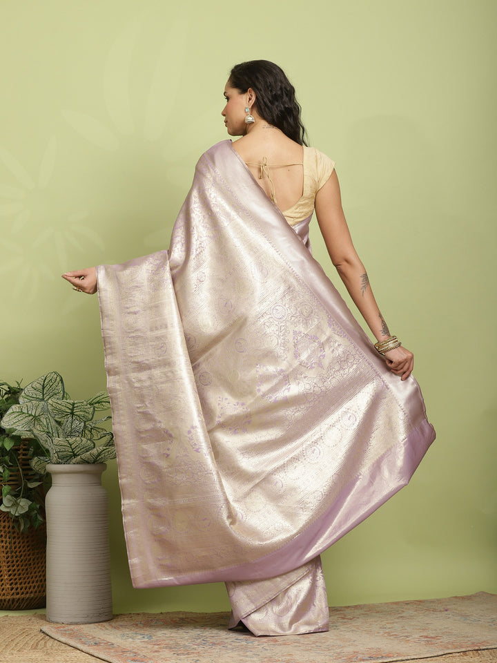 Lavender Woven Design Art Silk Saree