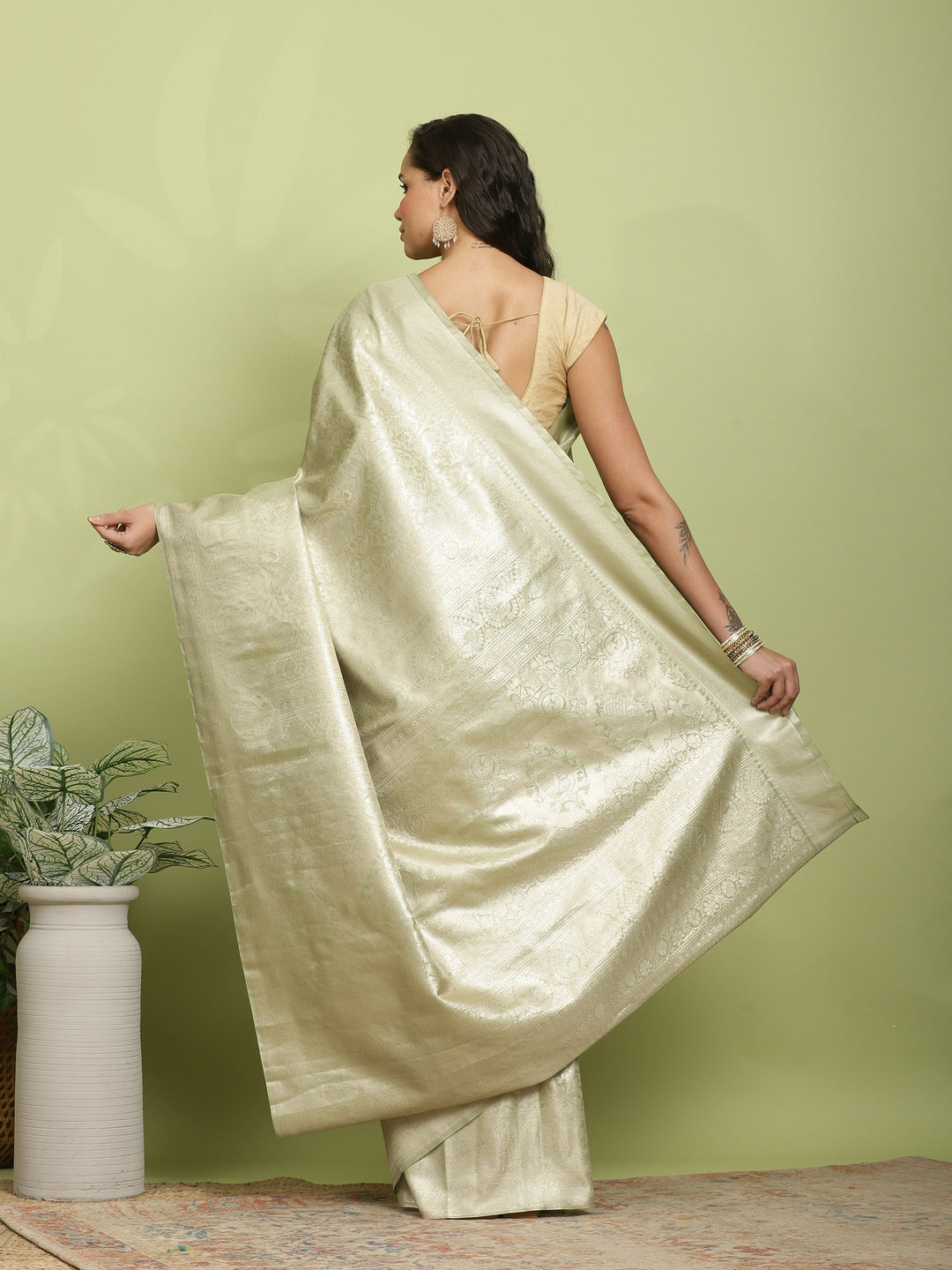 Pista Green Woven Design Art Silk Saree
