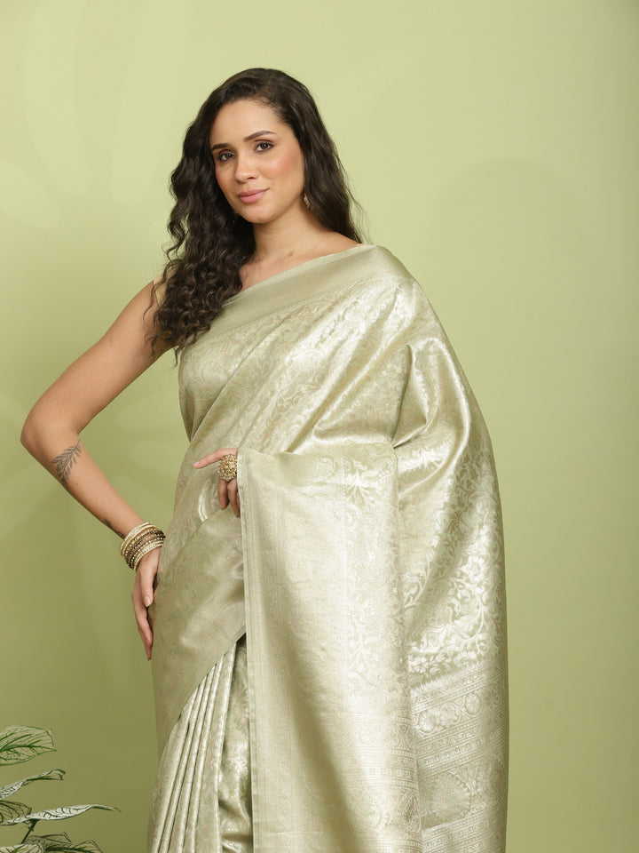 Pista Green Woven Design Art Silk Saree