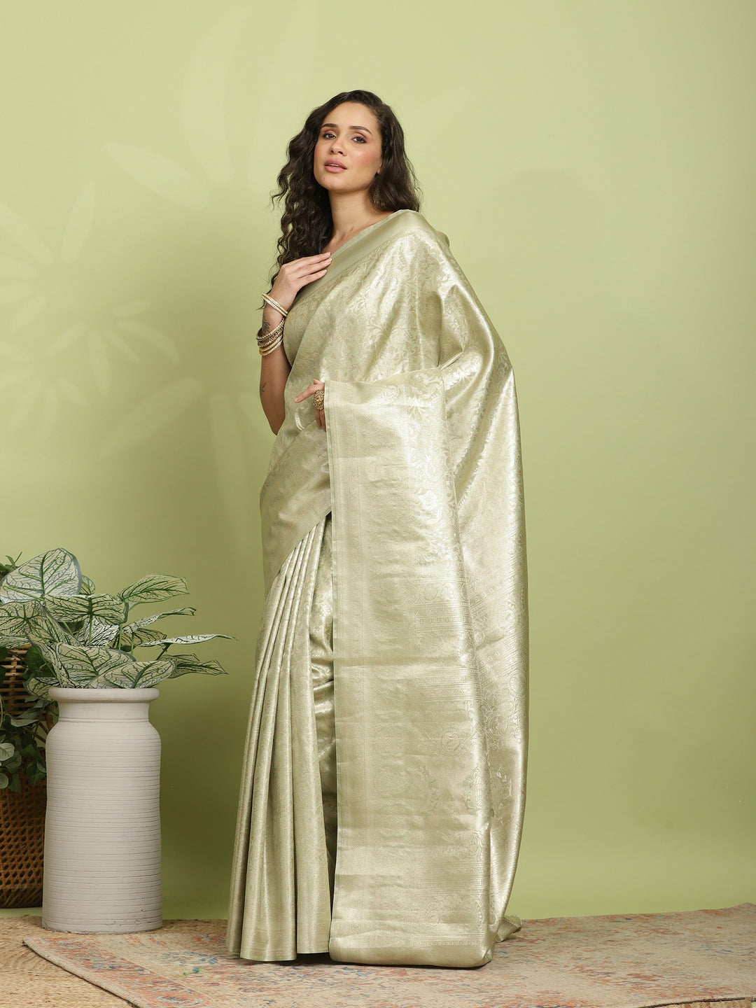 Pista Green Woven Design Art Silk Saree