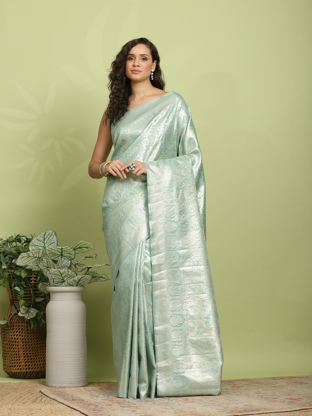 Sea Green Woven Design Art Silk Saree