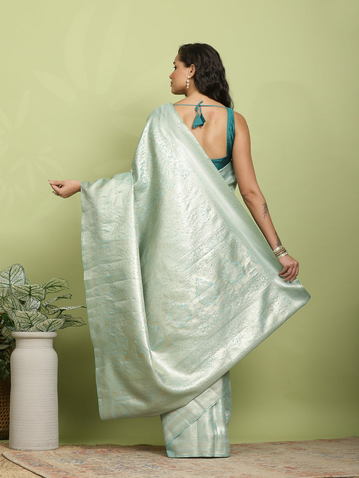 Sea Green Woven Design Art Silk Saree