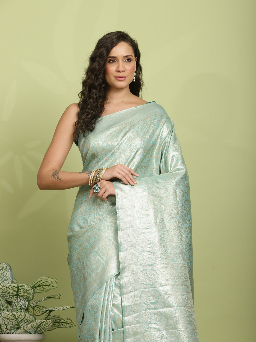 Sea Green Woven Design Art Silk Saree