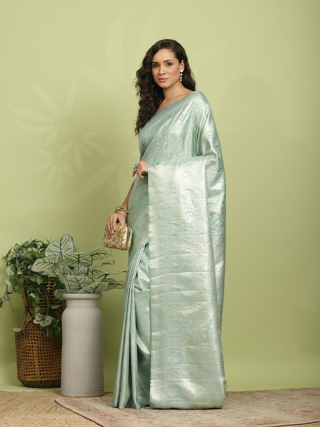 Sea Green Woven Design Art Silk Saree