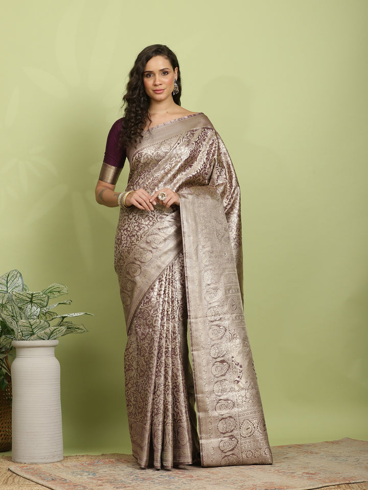 Wine Woven Design Art Silk Saree