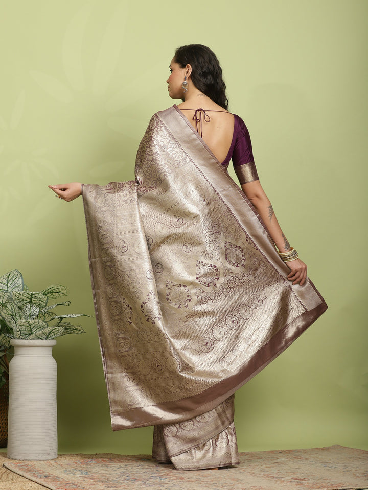 Wine Woven Design Art Silk Saree