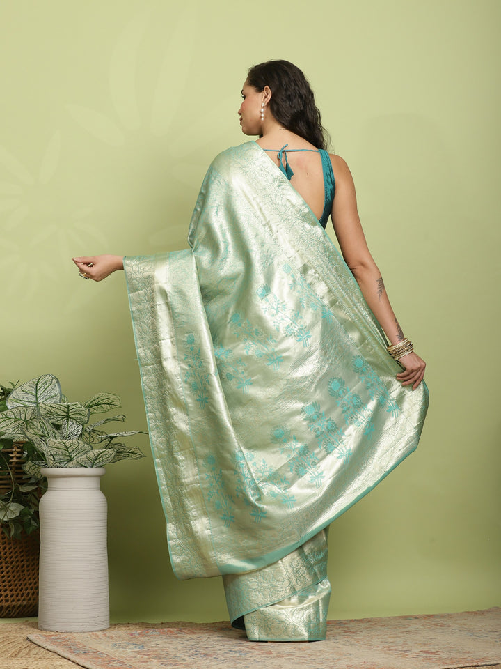 Green Woven Design Art Silk Saree