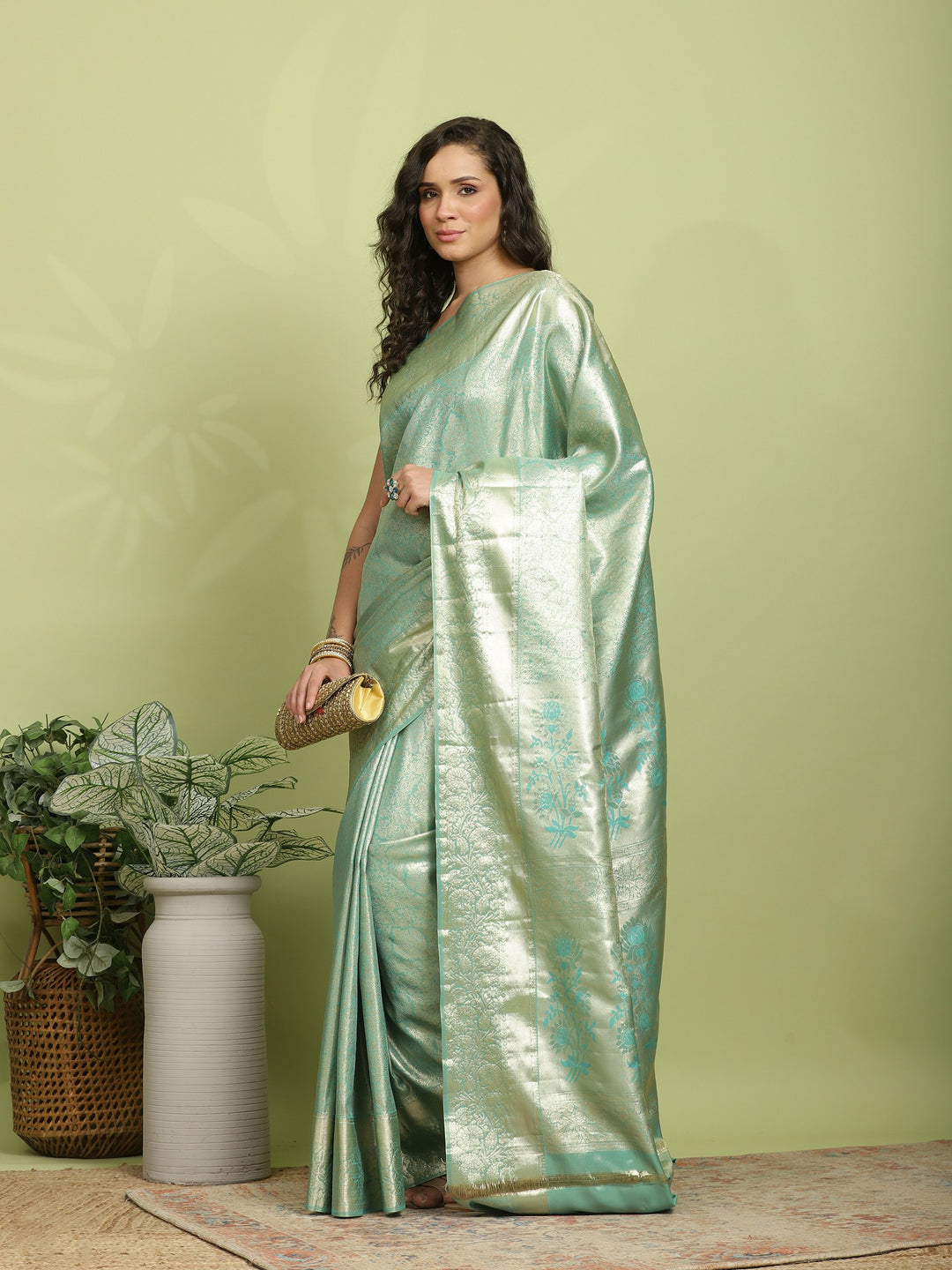 Green Woven Design Art Silk Saree