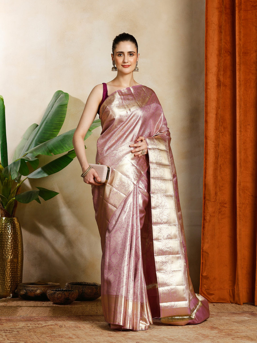Lavender Kalamkari Woven Design Art Silk Saree