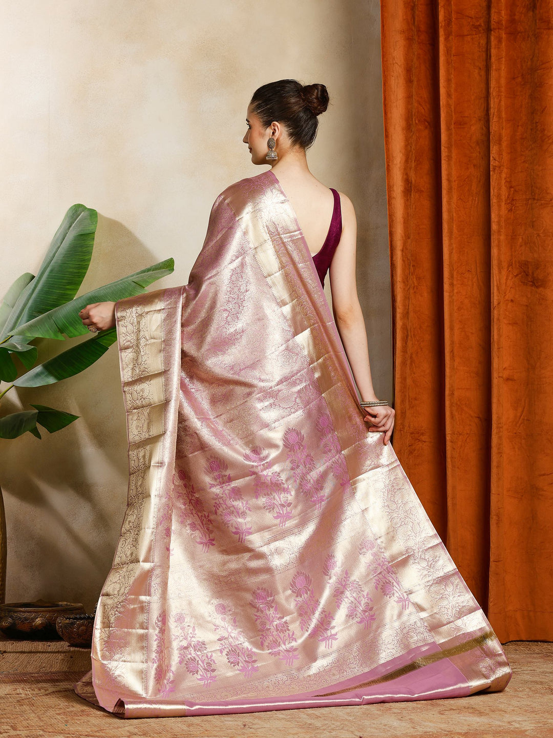 Lavender Kalamkari Woven Design Art Silk Saree