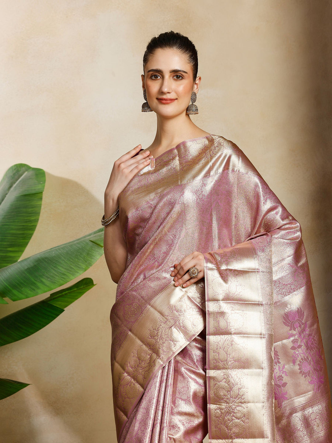 Lavender Kalamkari Woven Design Art Silk Saree