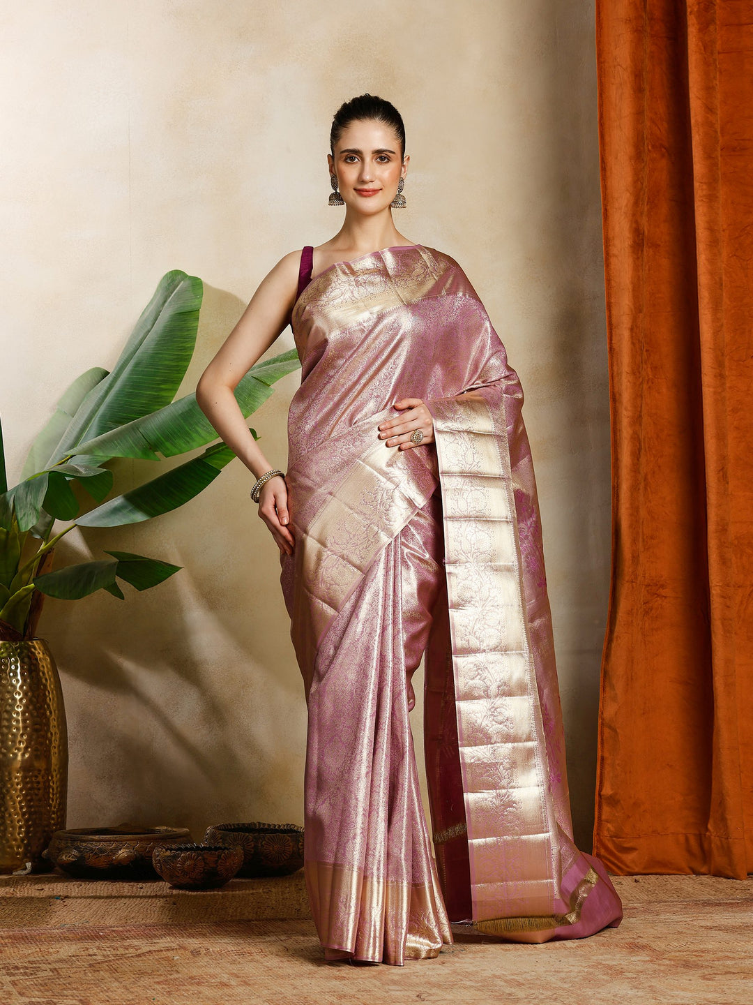 Lavender Kalamkari Woven Design Art Silk Saree