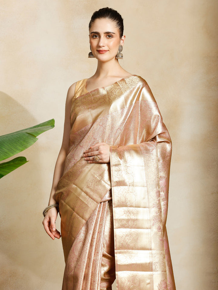 Mauve Kalamkari Woven Design Art Silk Saree