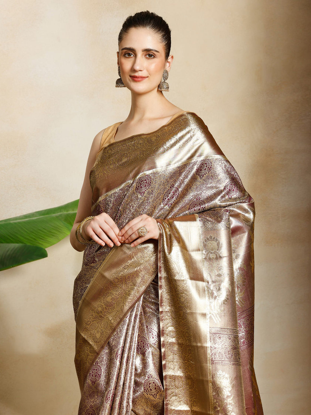 Onion Pink Kalamkari Woven Design Art Silk Saree