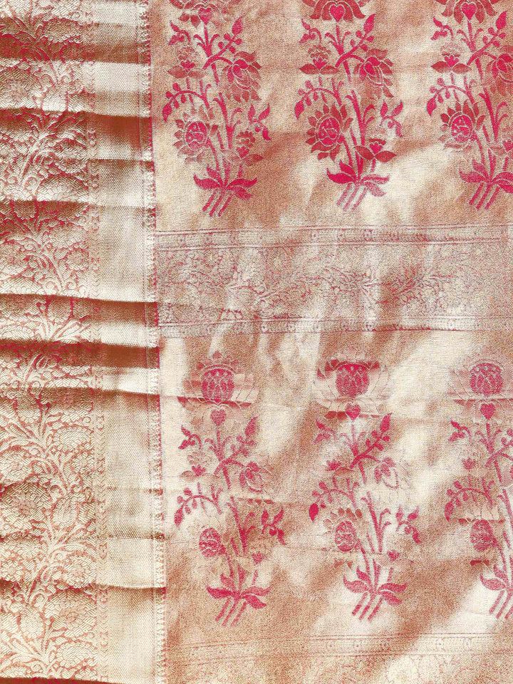 Pink Kalamkari Woven Design Art Silk Saree