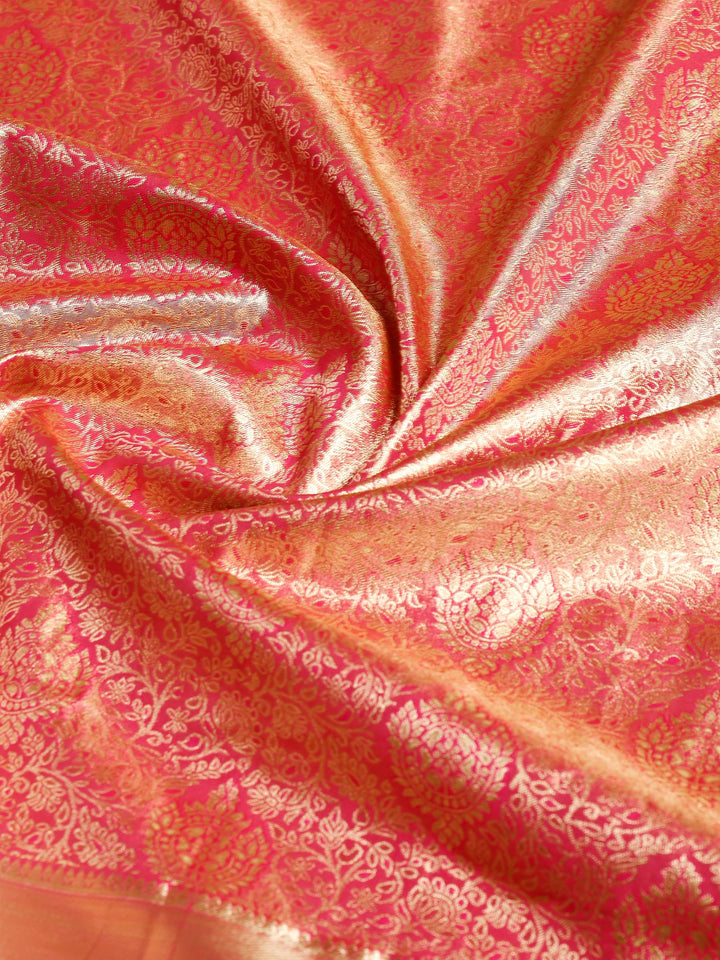 Pink Kalamkari Woven Design Art Silk Saree