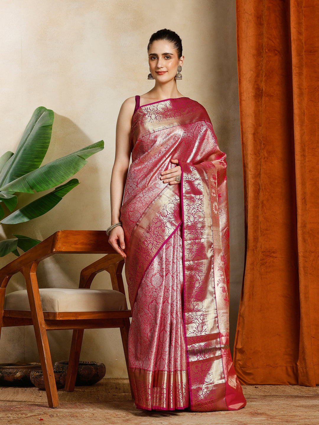 Rani Kalamkari Woven Design Art Silk Saree