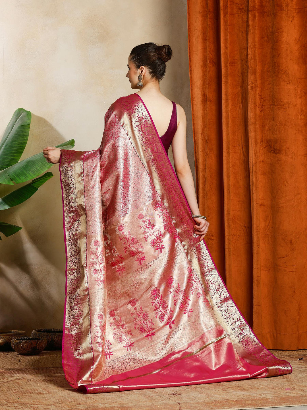Rani Kalamkari Woven Design Art Silk Saree