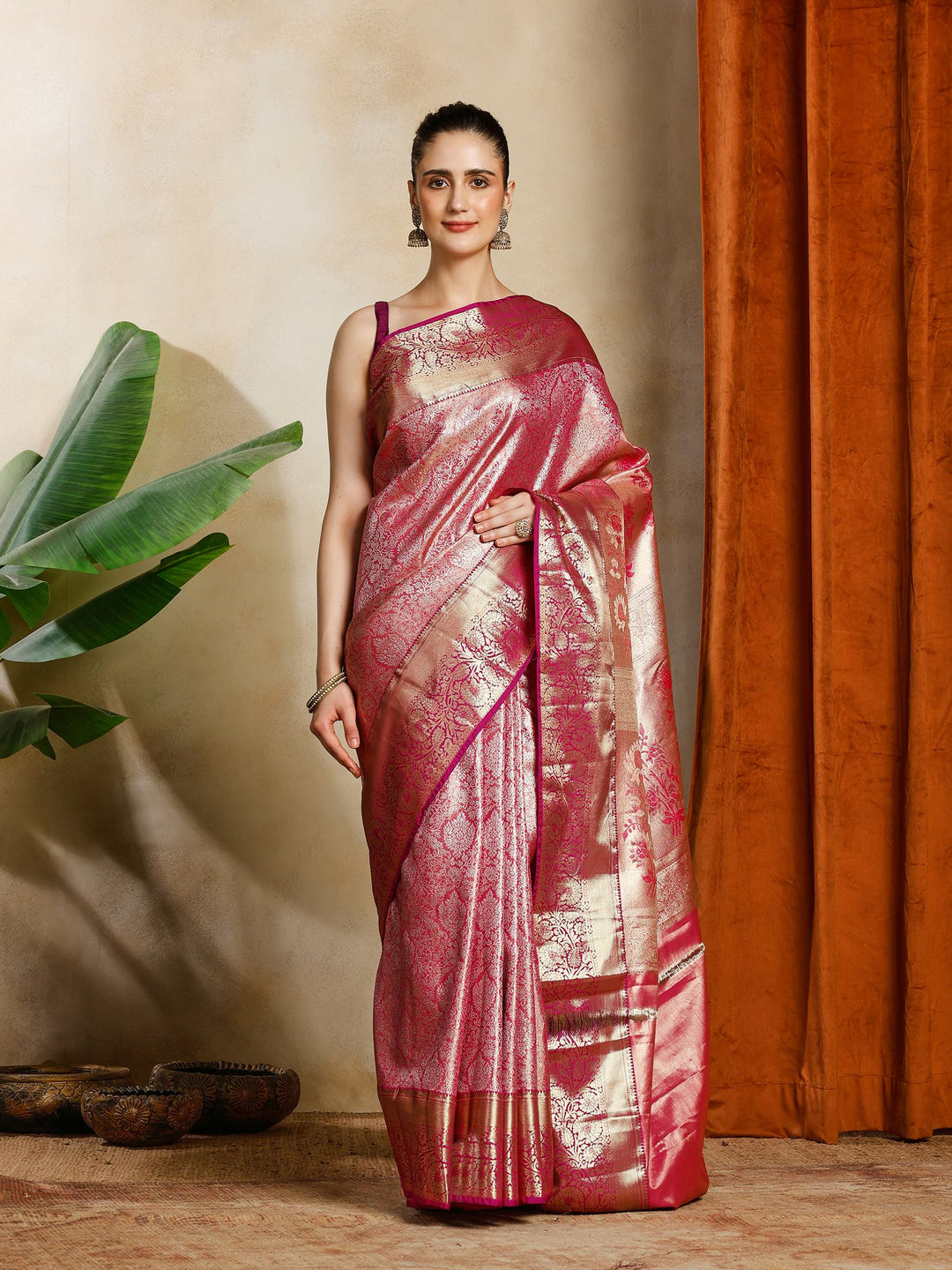 Rani Kalamkari Woven Design Art Silk Saree