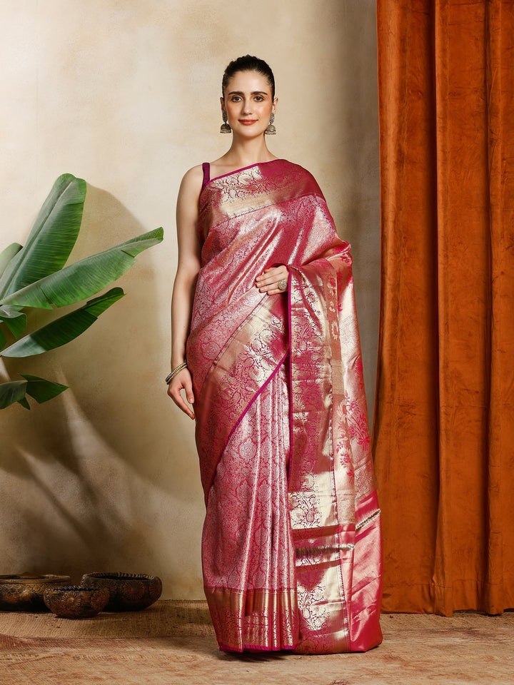 Rani Kalamkari Woven Design Art Silk Saree