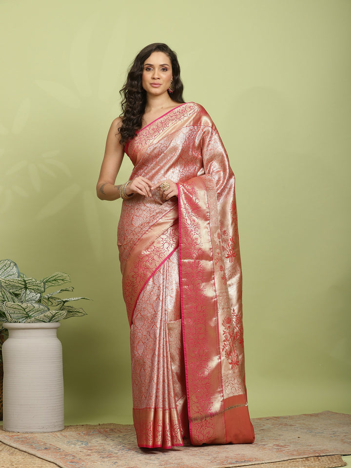 Rust Rani Woven Design Art Silk Saree