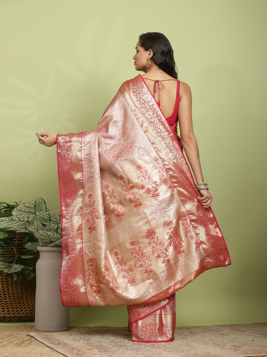 Rust Rani Woven Design Art Silk Saree