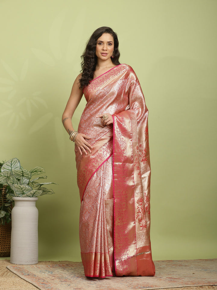 Rust Rani Woven Design Art Silk Saree