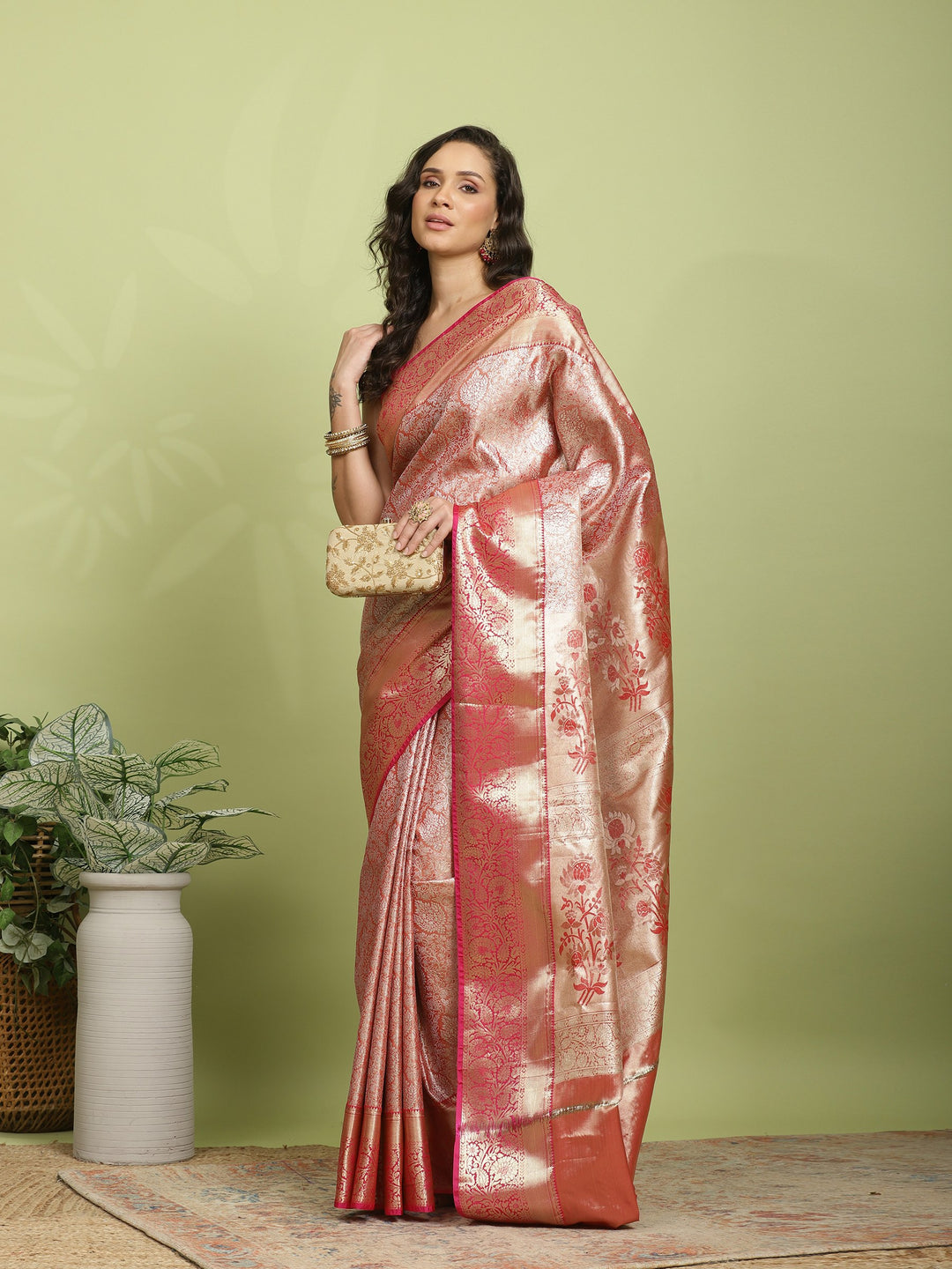Rust Rani Woven Design Art Silk Saree