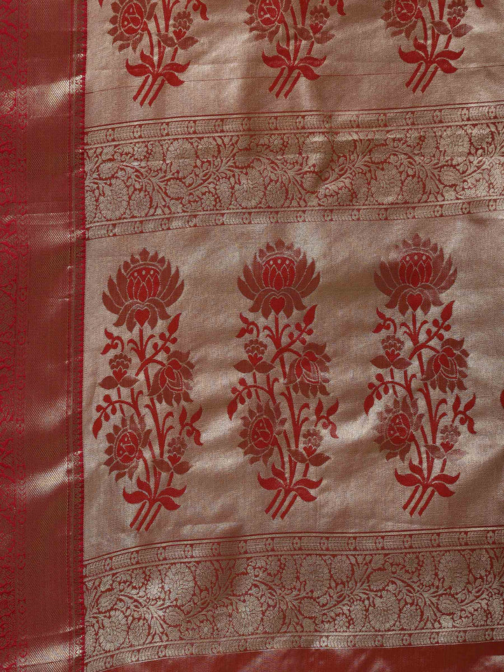 Rust Rani Woven Design Art Silk Saree