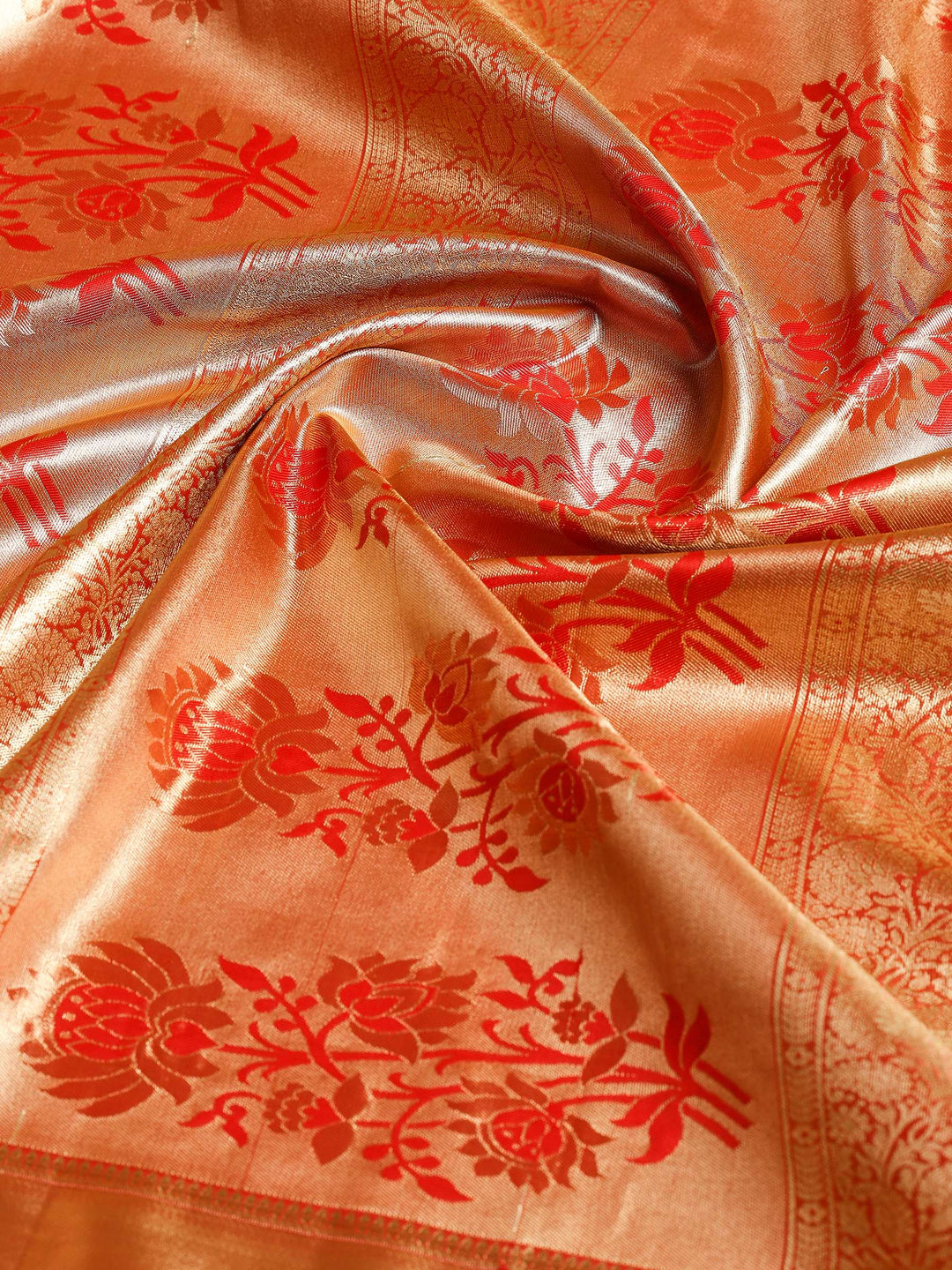 Rust Kalamkari Woven Design Art Silk Saree