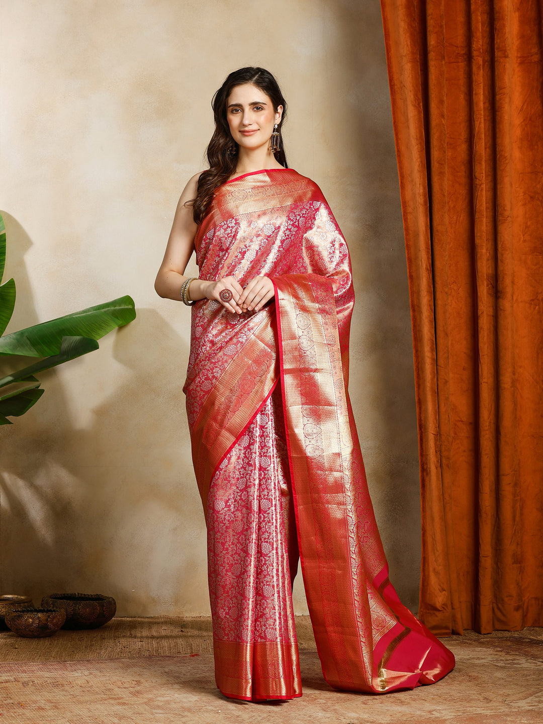 Rani Kalamkari Woven Design Art Silk Saree