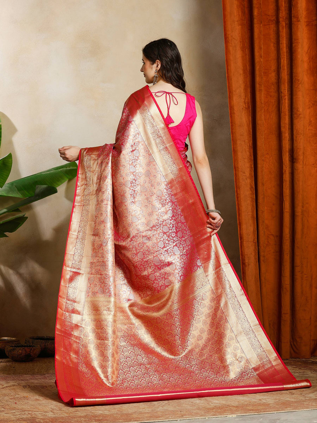 Rani Kalamkari Woven Design Art Silk Saree
