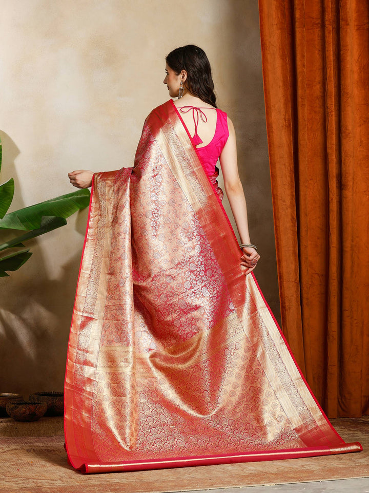Rani Kalamkari Woven Design Art Silk Saree