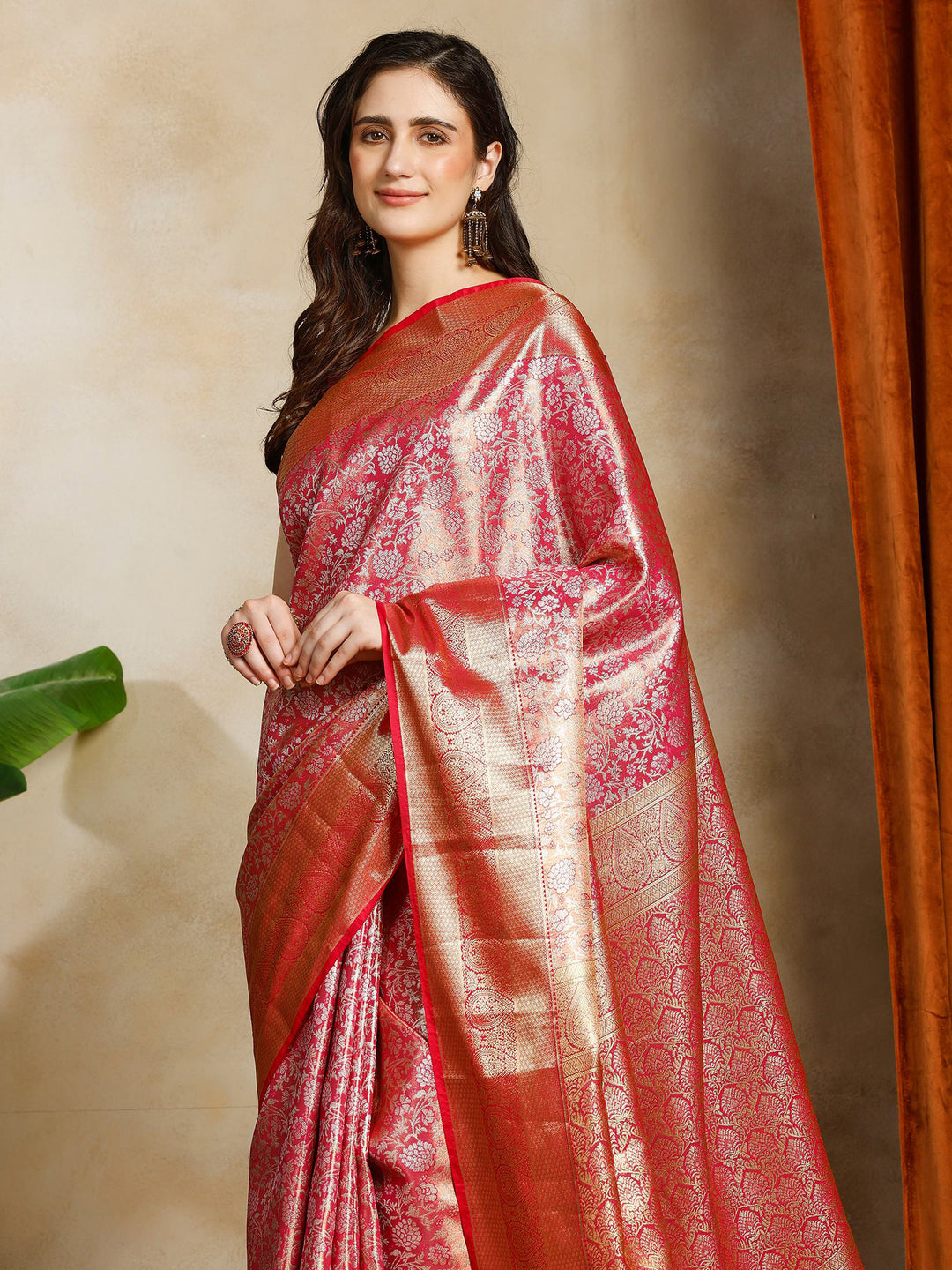 Rani Kalamkari Woven Design Art Silk Saree