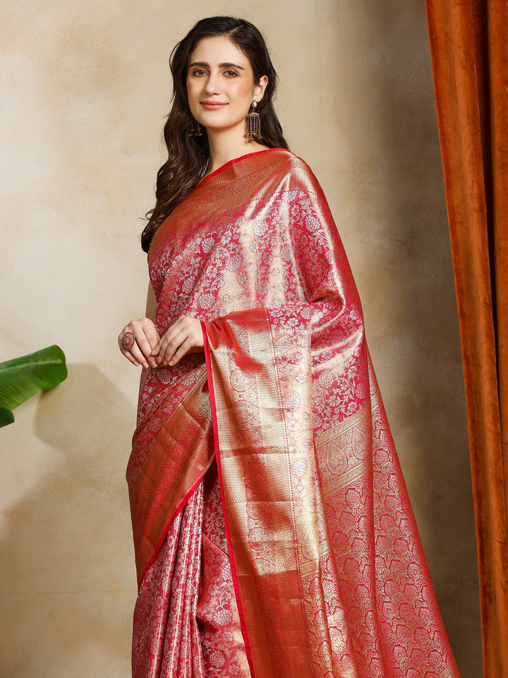 Rani Kalamkari Woven Design Art Silk Saree