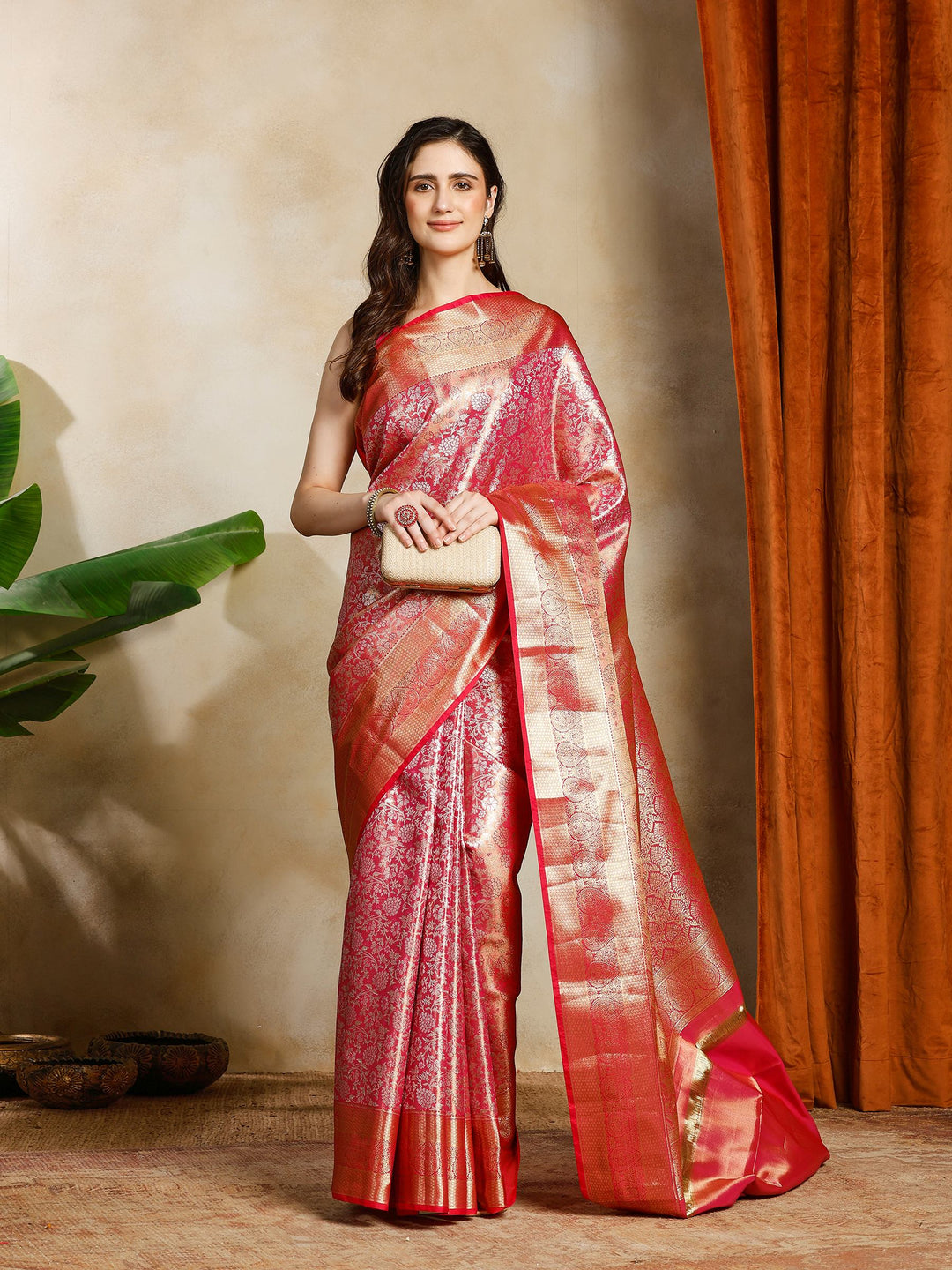 Rani Kalamkari Woven Design Art Silk Saree
