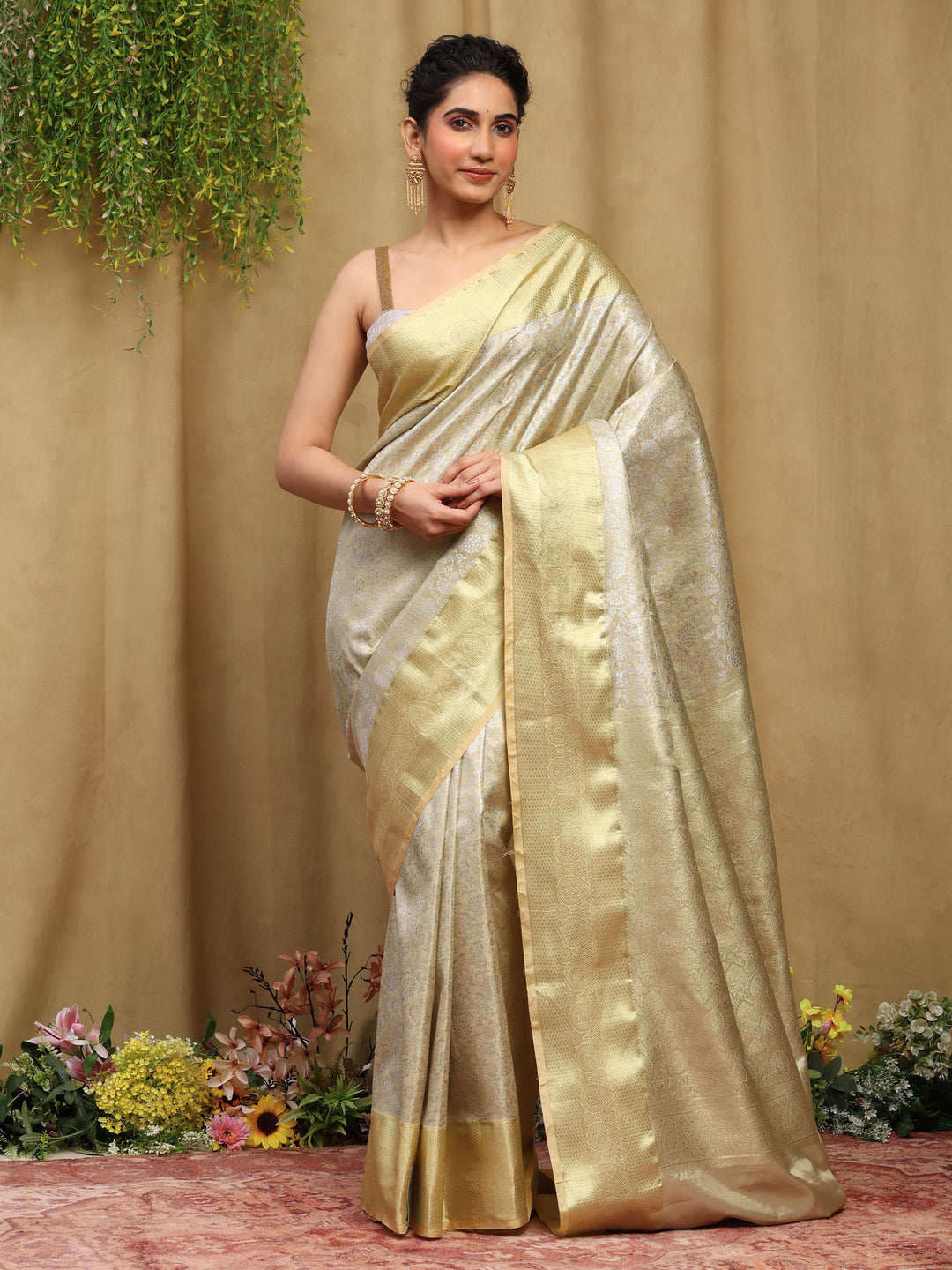 Silver Kalamkari Woven Design Art Silk Saree