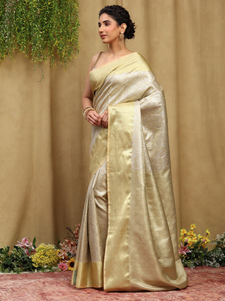 Silver Kalamkari Woven Design Art Silk Saree