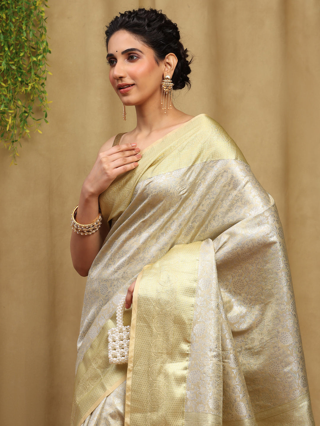 Silver Kalamkari Woven Design Art Silk Saree