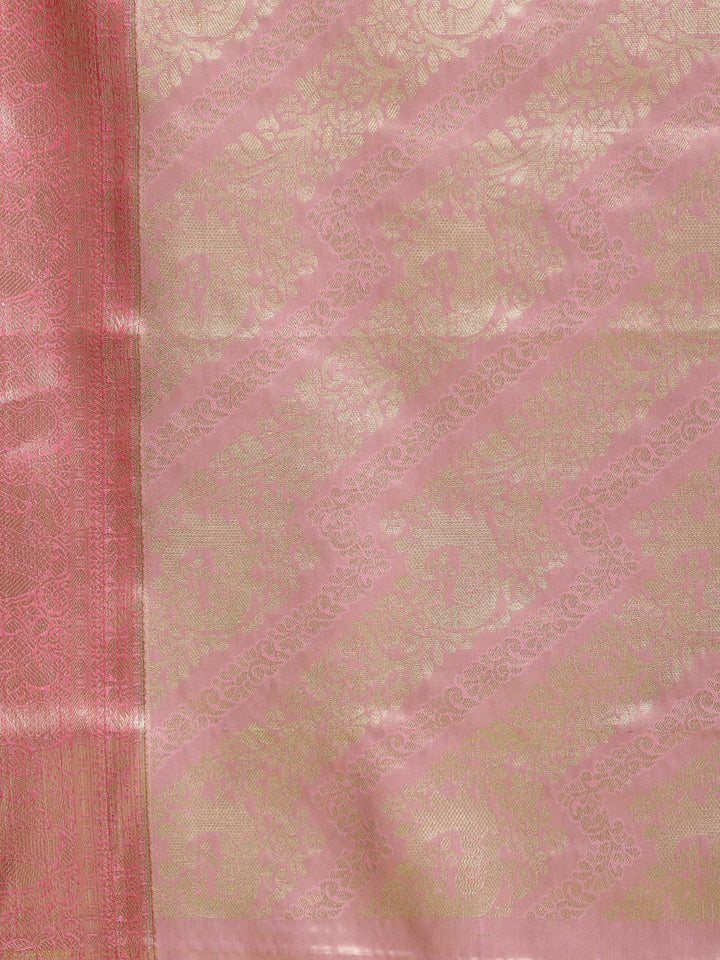 Pink Woven Design Art Silk Saree