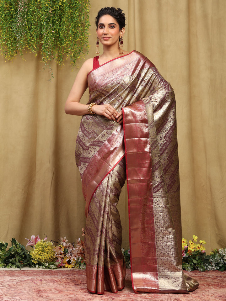 Wine Woven Design Art Silk Saree