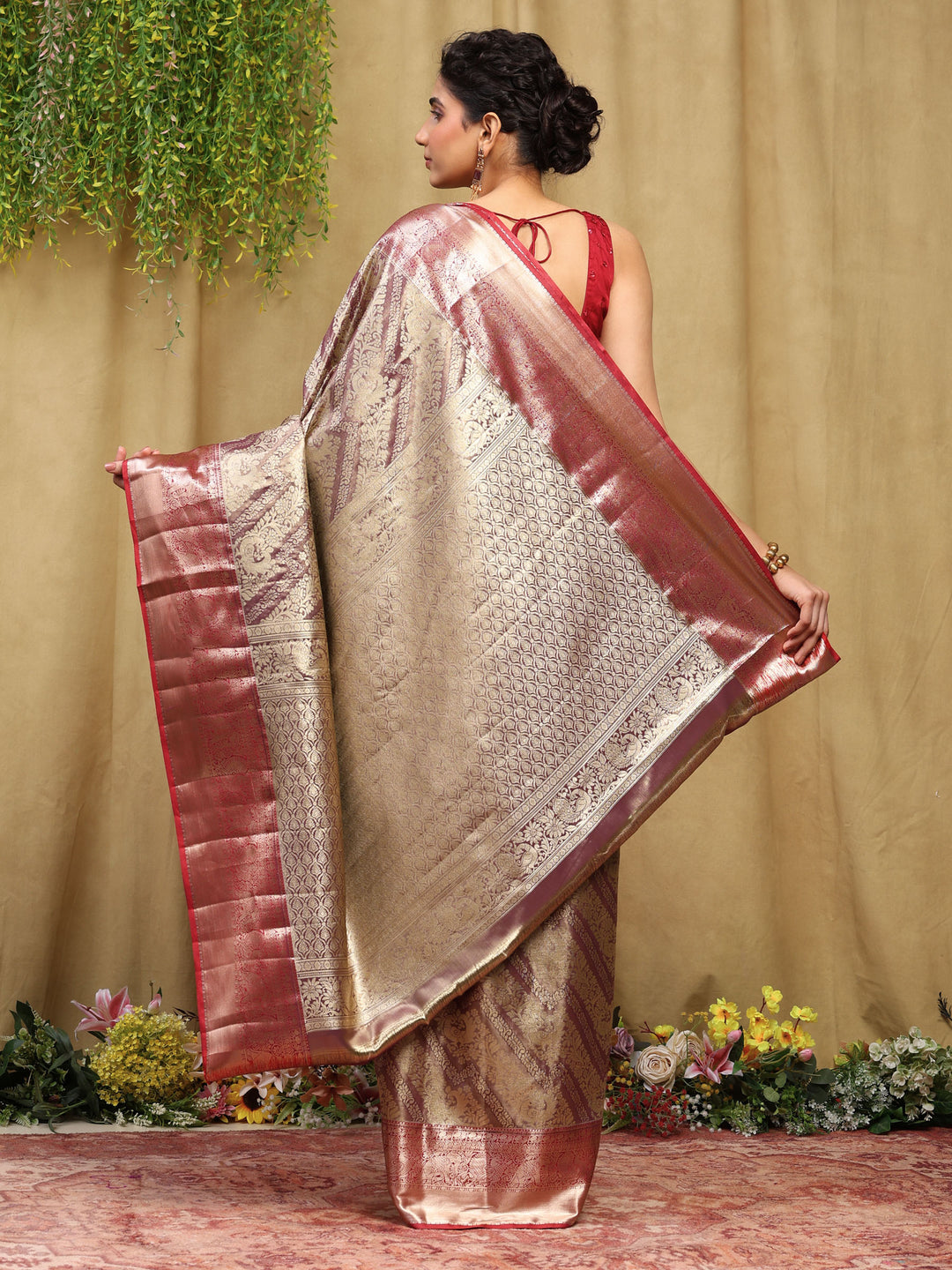 Wine Woven Design Art Silk Saree