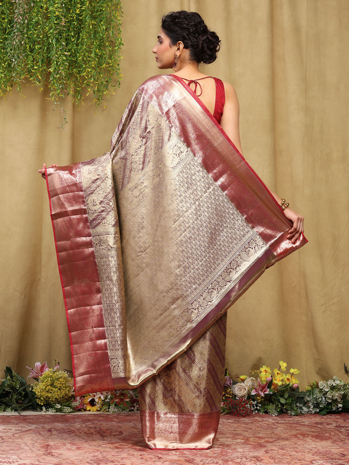 Wine Woven Design Art Silk Saree