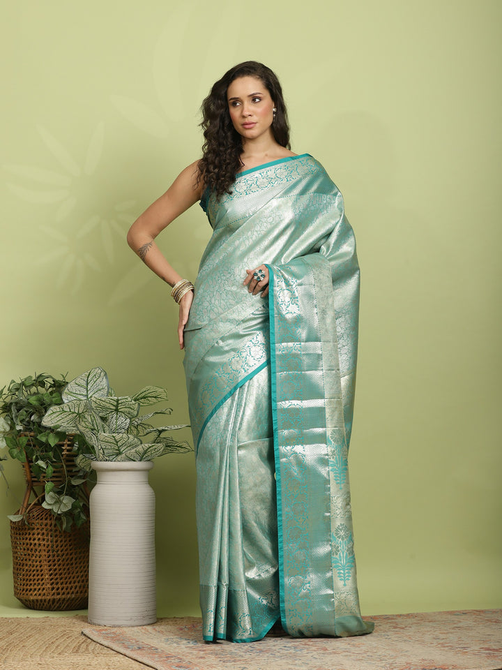 Green Woven Design Art Silk Saree
