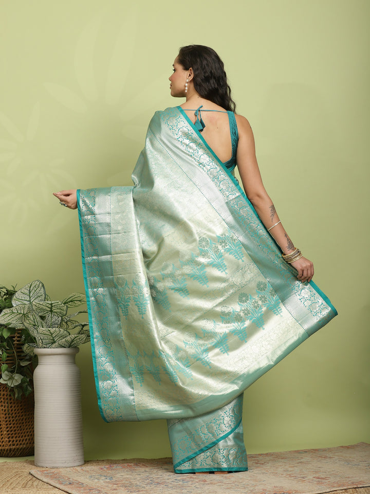 Green Woven Design Art Silk Saree